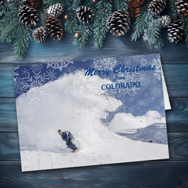 Cartão de Natal Snowboard Colorado Snowflake (Criador carregado)