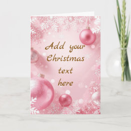 Cartão de Natal Snowflake & Bauble Rosa Branco Dou