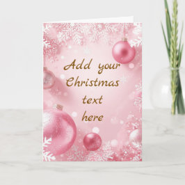 Cartão de Natal Snowflake & Bauble Rosa Branco Dou