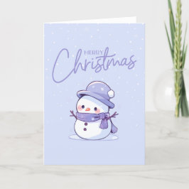 Cartão de Natal Snowman com fundo roxo