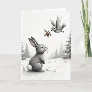 Cartão de Natal Snowy Bunny