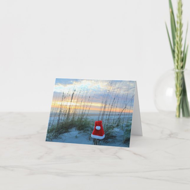 Cartão de Natal sobre o tema da praia (Frente)