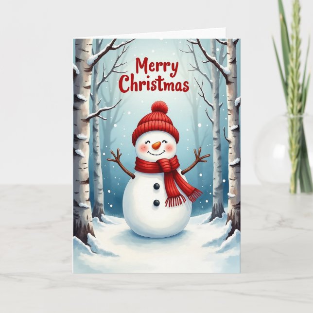 Cartão de Natal Sorriso do Boneco de Neve (Frente)