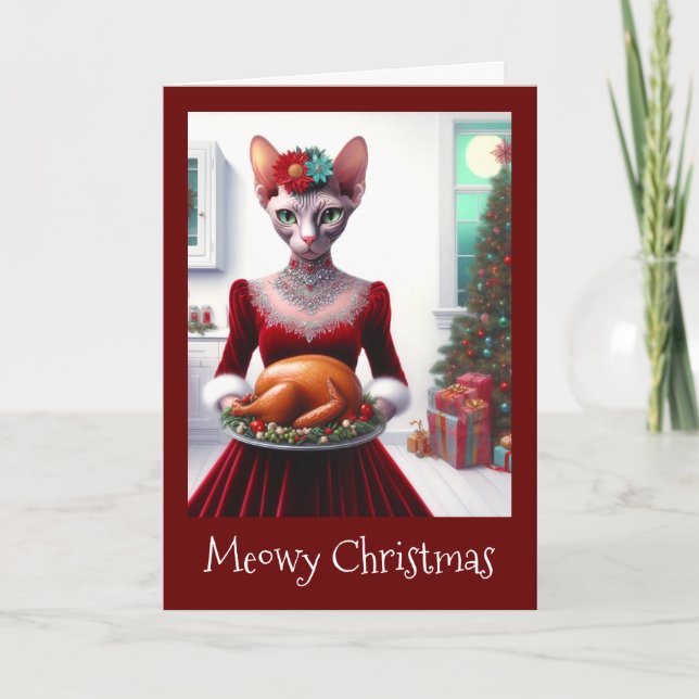 Cartão de Natal | Sphynx Cat Lady Xmas Turquia (Frente)