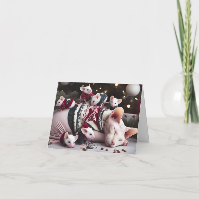 Cartão de Natal Sphynx engraçado (Frente)