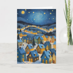 Cartão de Natal Starry Night com Texto Personaliza