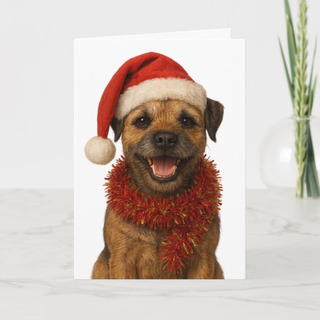 Cartão de Natal super fofo do Border Terrier (Frente)