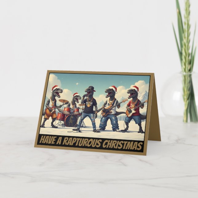Cartão de Natal temático de dinossauro (Frente)