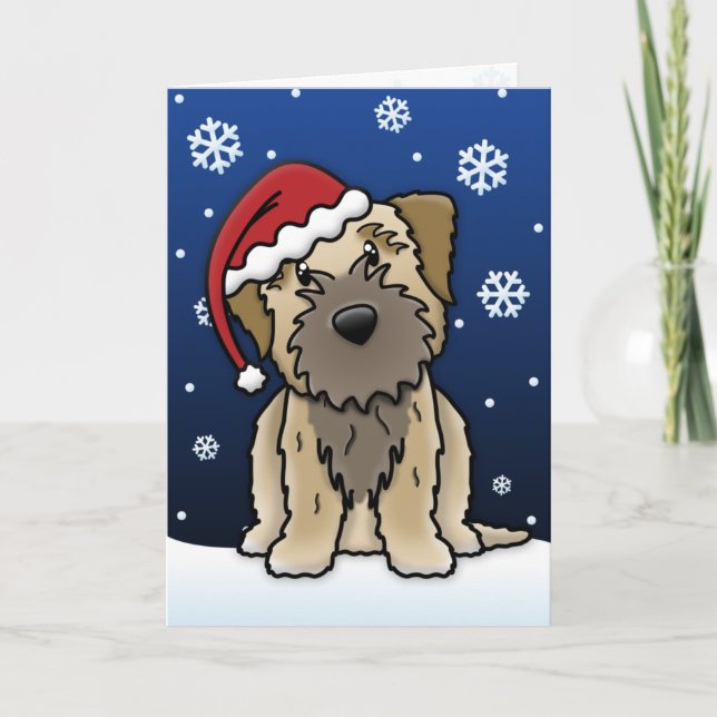 Cartão de Natal Terrier Fronteira de Kawaii (Frente)