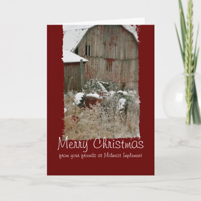 Cartão de Natal Trator & Barn (Frente)