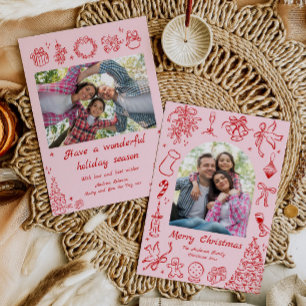 Cartão de Natal Trendente Rosa Vermelho de Cartão 