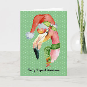 Cartão de Natal Tropical com Flamingo