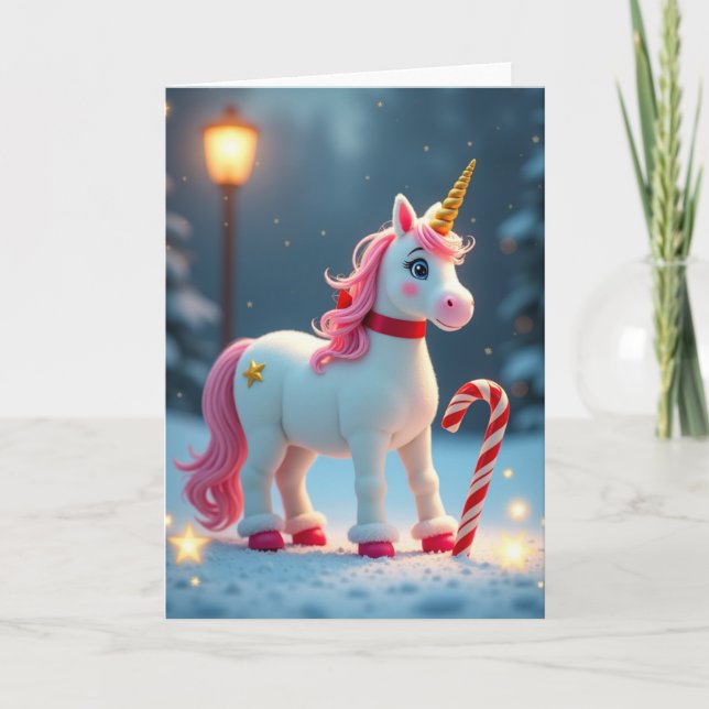 Cartão de Natal Unicórnio Mágico (Frente)