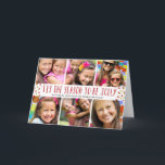 Cartão de Natal Várias Fotografias Feriado de Joll<br><div class="desc">Este cartão com fotos vermelho e branco,  com 6 fotos e feriado apresenta a saudação "Esta é a estação para ser alegre" em letras divertidas,  cercado por um confete vermelho e dourado. Personalize adicionando suas fotos da família favorita.</div>