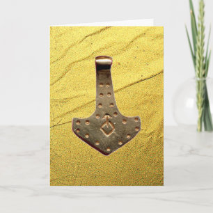 Cartão de Natal Veio de Ouro do Martelo de Thor Do
