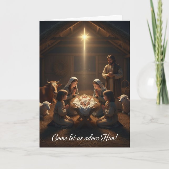 Cartão de Natal Venha, deixe-nos adorá-lo (Frente)