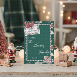 Cartão de Natal Verde de Retro Brilhante