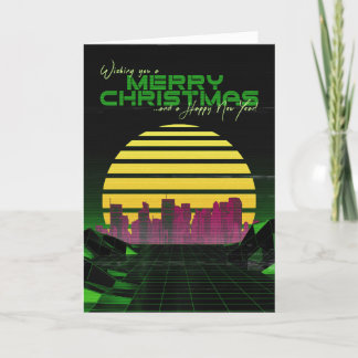 Cartão de Natal Verde Synthwave