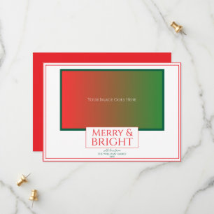 Cartão de Natal Vermelho Alegre e Brilhante com Fo