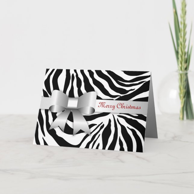 cartão de Natal vermelho da foto da zebra (Frente)