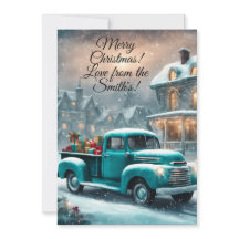 Cartão de Natal vertical 5"x7" Caminhão Antigo de