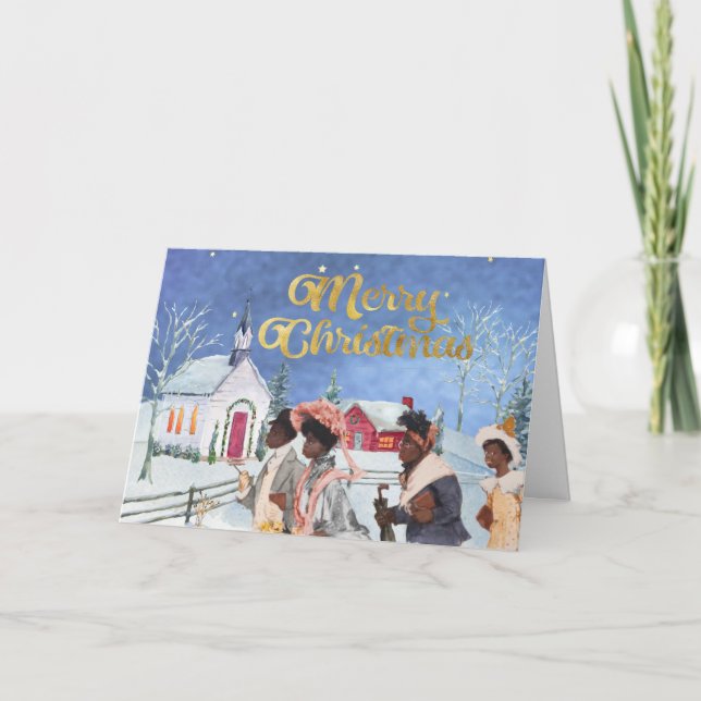 Cartão de Natal Vintage Afro-Americano (Frente)