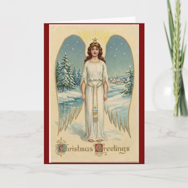 Cartão de Natal Vintage Anjo (Frente)