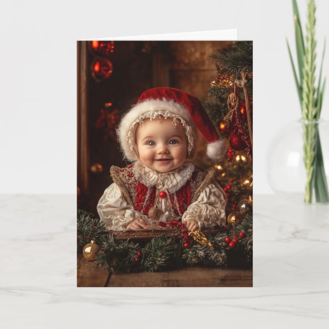 Cartão de Natal Vintage Baby (Frente)