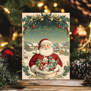 Cartão de Natal vintage com saudações do Papai Noe