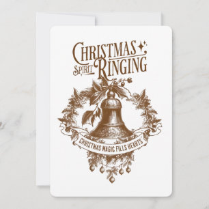 Cartão de Natal Vintage com Sino Espiritual Soando