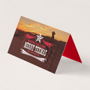 Cartão de Natal Vintage Feliz Texmas Cowboy