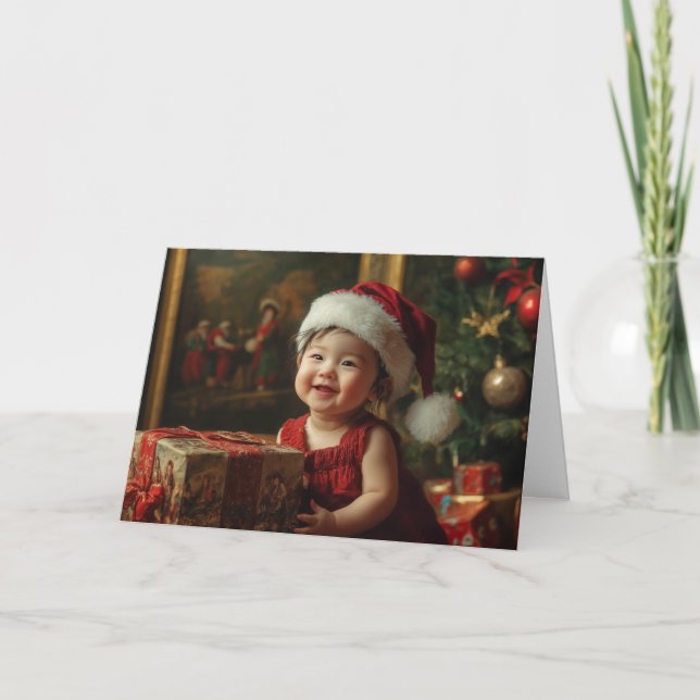 Cartão de Natal Vintage para Bebê (Frente)