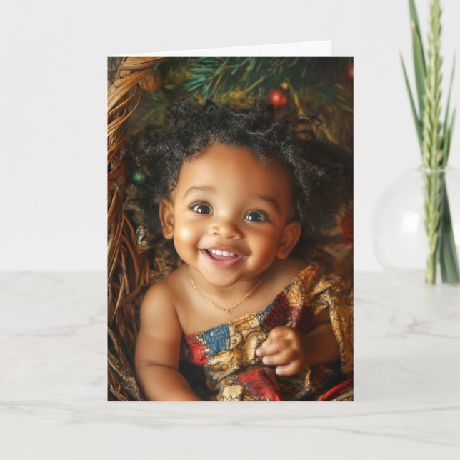 Cartão de Natal Vintage para Bebê (Frente)