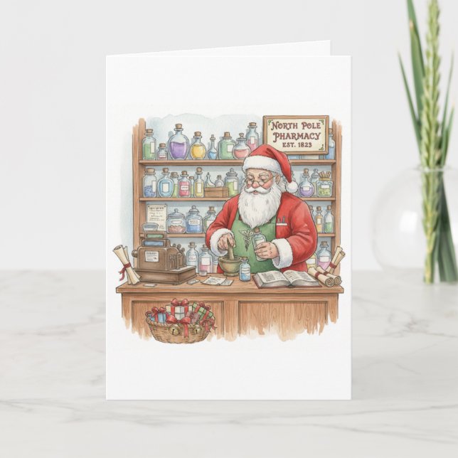 Cartão de Natal vintage Personalizado para Farmacê (Frente)