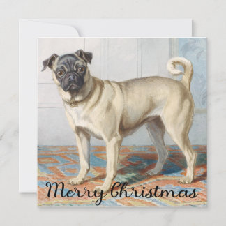 Cartão de Natal Vintage Pug