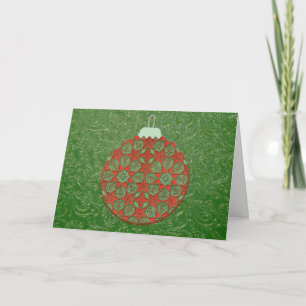 Cartão de Natal Vintage Red Green Ornament