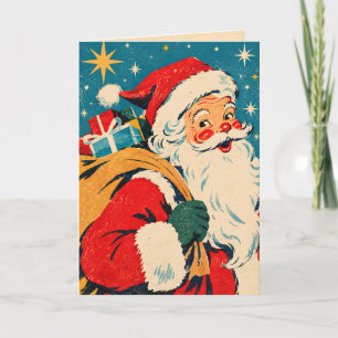 Cartão de Natal Vintage Retro Papai Noel 1950s S