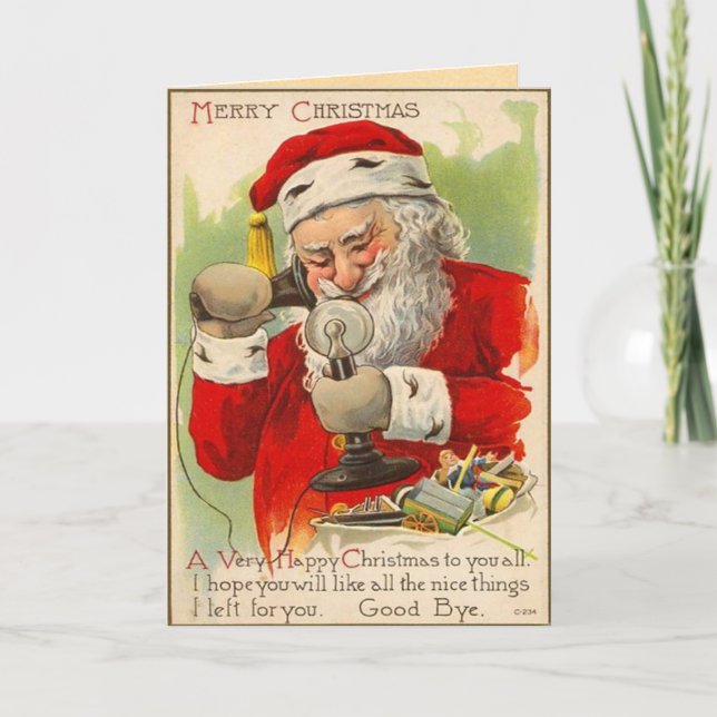 Cartão de Natal Vintage Santa Claus (Frente)