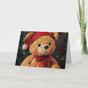 Cartão de Natal Vintage Teddy Bear