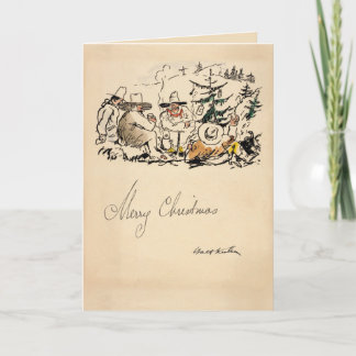 Cartão de Natal Vintage Walt Kuhn 1934 Acampamento