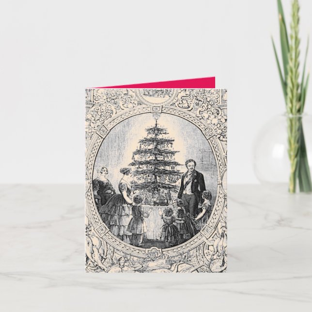 Cartão de Natal Vitória e Edward vitoriano com árv (Frente)