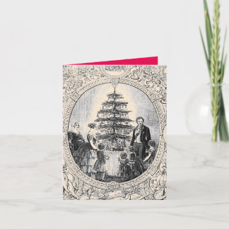 Cartão de Natal Vitória e Edward vitoriano com árv