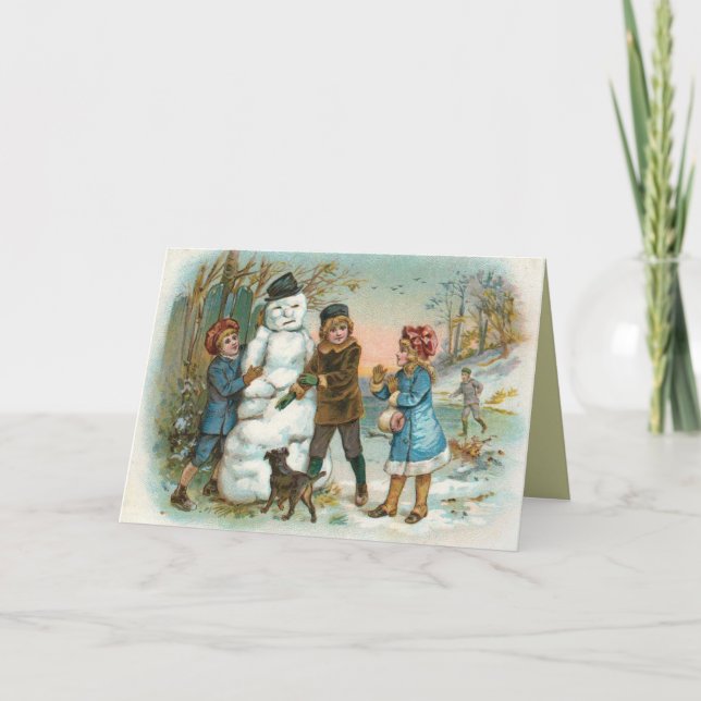 Cartão de Natal vitoriano de inverno (Frente)