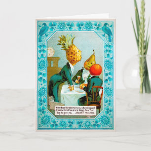 Cartão de Natal vitoriano Jantado por Frutas