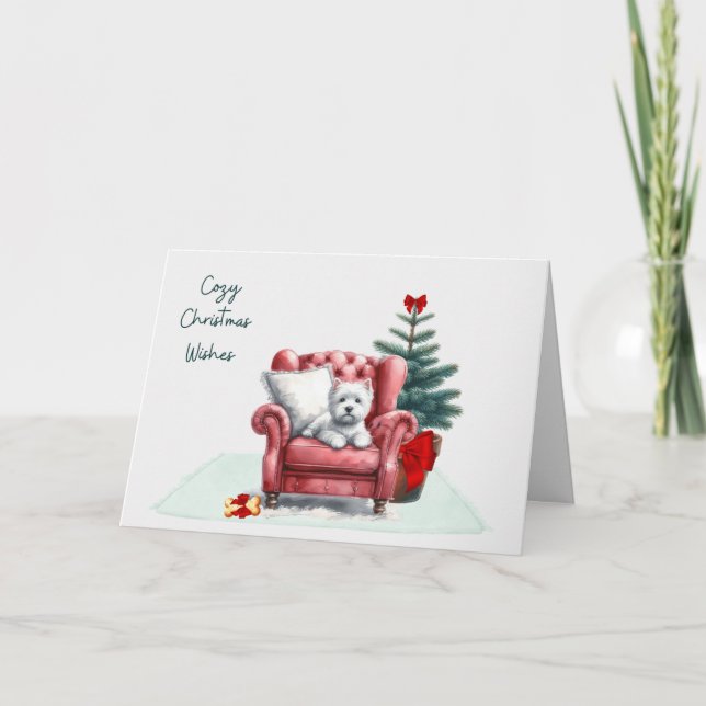 Cartão de Natal Westie Aconchegante (Frente)