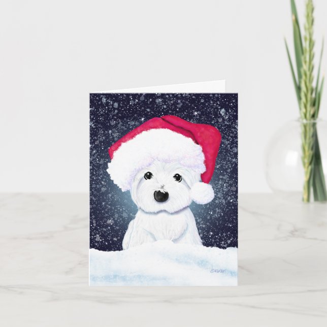 Cartão de Natal Westie Noite de Natal (Frente)