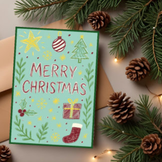 Cartão de Natal Whimsical desenhado à mão com Mist