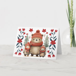 Cartão de Natal Whimy Winter Bears & Florals