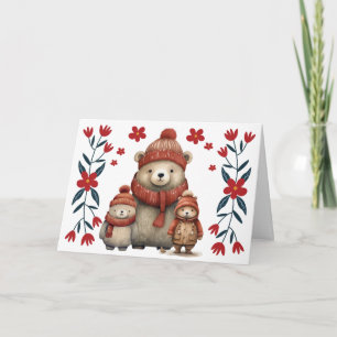 Cartão de Natal Whimy Winter Bears & Florals