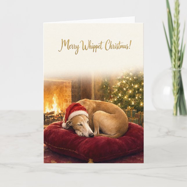 Cartão de Natal Whippet (Frente)